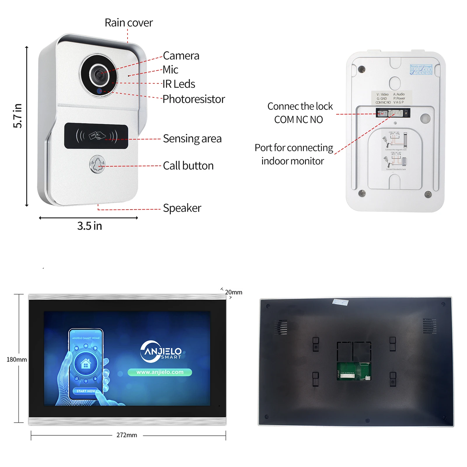 10 İnç Tuya Akıllı IP Video İnterkom Dokunmatik Monitör Kablosuz Wifi POE 2MP 1080P Kapı Zili Villa Düz RFID Erişim Kontrolü