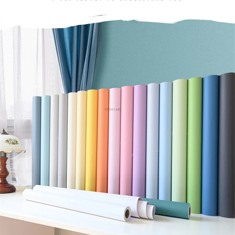Mat Düz Renk Duvar Kağıdı Mobilya Dolap Yenileme Çıkartmalar Yatak Odası Vinil Film DIY Kendinden Yapışkanlı Odası Dekor Duvar Sticker