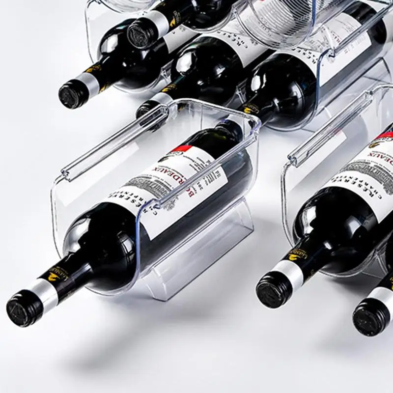 Buzdolabı Şarap Bira Şişesi Depolama Rafı Şeffaf İstiflenebilir Şarap Rafı Bağlantısız Masa Üstü Şarap Organizasyonu Ekran Standı