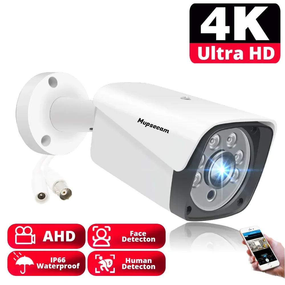 8MP 4K AHD Yüksek Çözünürlüklü Gözetim Kamera Su Geçirmez Metal Kabuk Açık Dizi IR LED Net Gece Görüş AHD CCTV Kamera