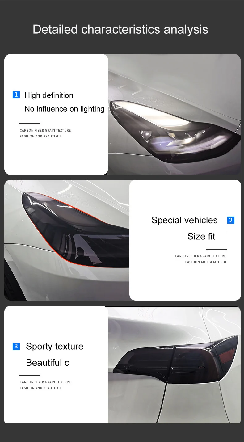 Tesla Modeli 3 Y S X PPF Kararmış Far Arka Lambası Sis Lambası koruyucu film Far Kuyruk Lambası Renk Değiştiren Filmler
