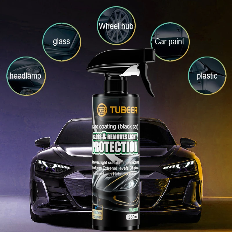 TUBEER 350ML Siyah Araba Sadece Temizleme Kaplama Sprey Su Sürücü Speküler Parlak Arabalar için Bakım Ürünü Kullanımı kolay