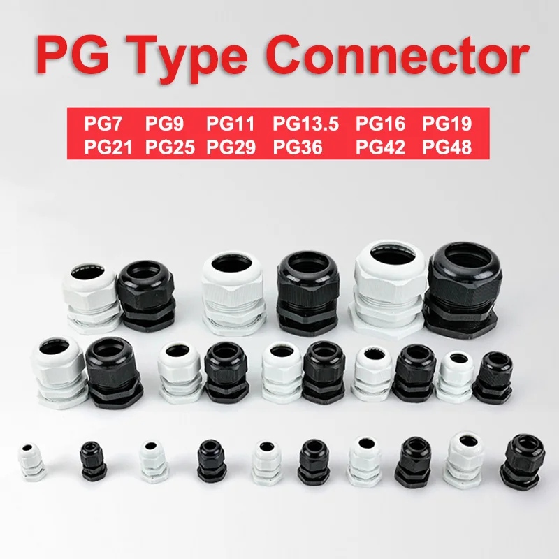 1-10 adet Naylon kablo rakoru Konektörü IP68 Su Geçirmez PG 7/9/11/13. 5/16/19/21/25/29/36/42/48 Naylon plastik konektör Beyaz / Siyah