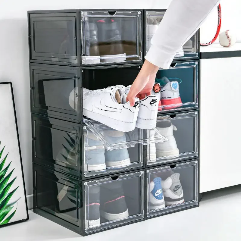 Sert Plastik Kombinasyon Ayakkabı Kutusu Şeffaf Katlanabilir futbol ayakkabısı saklama kutusu İstiflenebilir Şeffaf saklama kutusu Yüksek Kalite