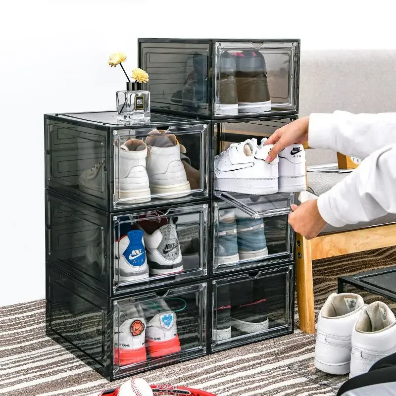 Sert Plastik Kombinasyon Ayakkabı Kutusu Şeffaf Katlanabilir futbol ayakkabısı saklama kutusu İstiflenebilir Şeffaf saklama kutusu Yüksek Kalite