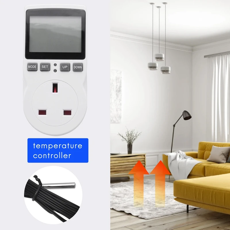Dijital sıcaklık kontrol cihazı Termostat çıkışı Soket Fiş ısıtma Soğutma Zamanlayıcı Homebrew sera