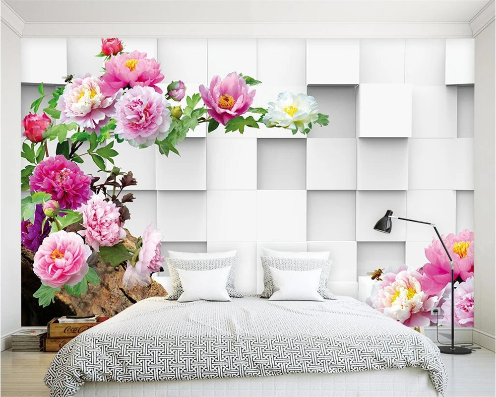 Beibehang Özel duvar kağıdı modern minimalist estetik şakayık sanat TV arka plan duvar oturma odası yatak odası arka plan 3d duvar kağıdı