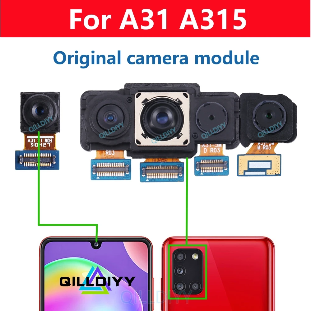 Orijinal Kamera Modülü Samsung Galaxy A31 A315 A315F Arka Büyük Ana Arka Ön Arka Selfie Kamera Flex Kablo Parçaları