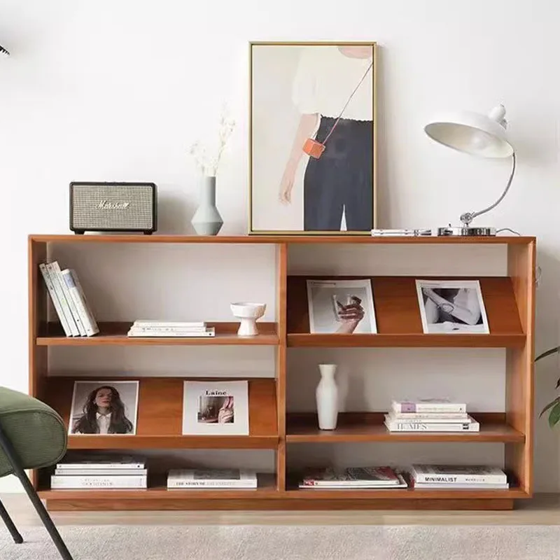 Ahşap kitaplık raf İskandinav basit oturma odası ev iniş kitaplık Japon kombinasyonu depolama ekran dergi dolabı