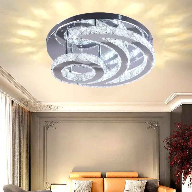 Modern parlaklık kristal Led tavan lambası oturma odası ayna çelik avizeler aydınlatma ev dekor yatak odası tavan ışıkları armatür