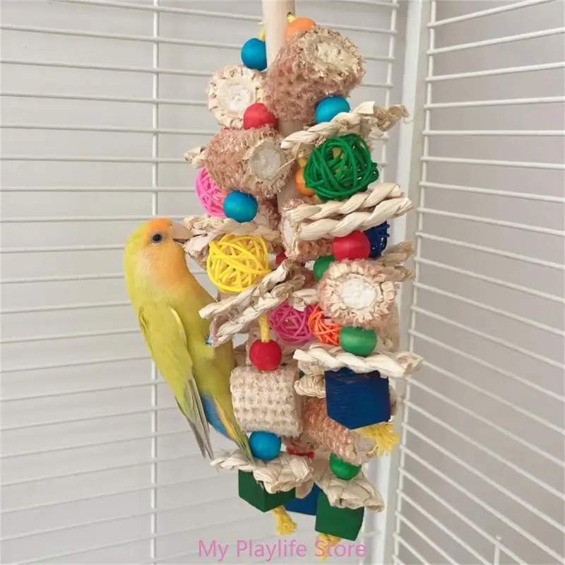Kuş çiğneme oyuncağı Renkli Ahşap Bloklar Papağan Gagaları Taşlama Oyuncak Isırıkları Dayanıklı Cockatiels Parakeets Asma Kuş Molar Oyuncak