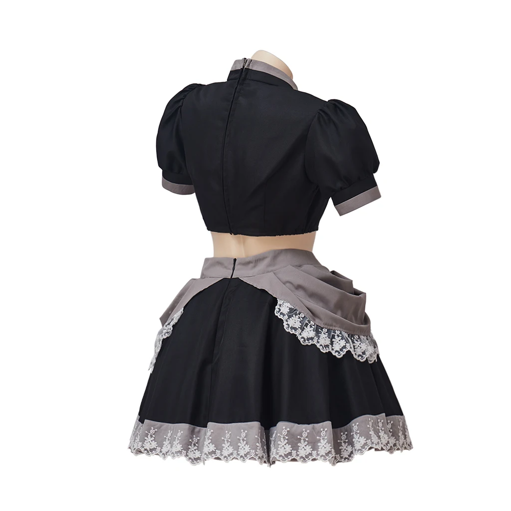 Bowsette Cosplay Kostüm Bowser Cosplay Siyah Takım Elbise Kadın Seksi Kırpma Üst Etek Seti Prenses cadılar bayramı kıyafetleri Kıyafet