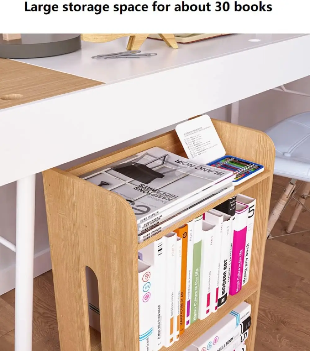 Mobil Kitaplık Tekerlekli Kitaplık Masanın Altında Ofis Arabası Ev Ofis için Ahşap Kitaplık Büfe Depolama yan kabin Fili