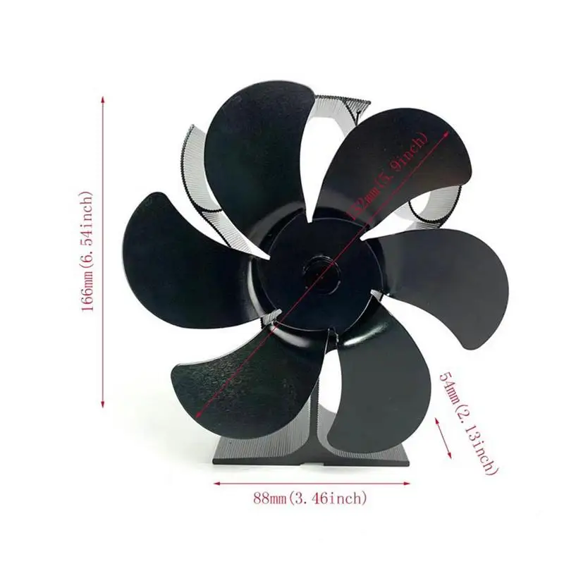 Isı Powered Fan 6 yaprakları sessiz çalışma eko şömine Fan alüminyum taşıma kolu olmayan elektrikli ısı Powered Fan
