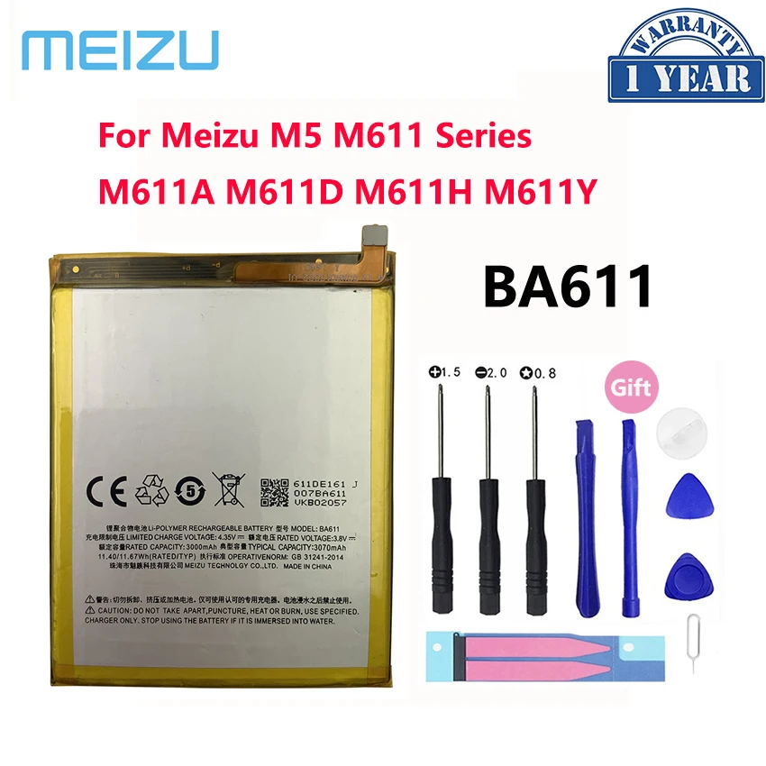 Yeni Orijinal BA611 3070mAh Pil Meizu M5 M 5 M611 Serisi M611A M611D M611H M611Y Cep Telefonu Pilleri Bateria