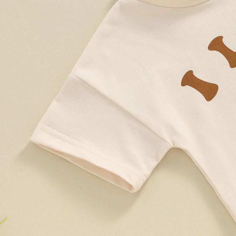 Bebek Romper Kısa Kollu Ekip Boyun Mektuplar Baskı Yaz Bodysuit Giysileri Kız Erkek