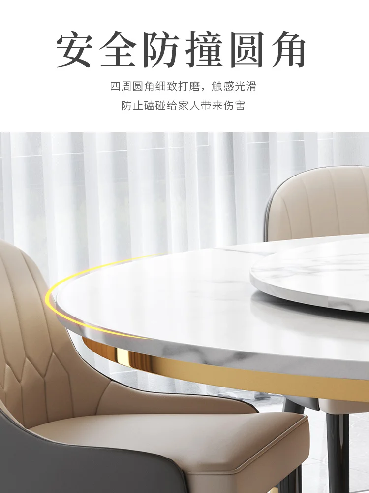 Basit post-modern ev yüksek dereceli yuvarlak yemek masası ve döner tablalı sandalye kombine yemek masası