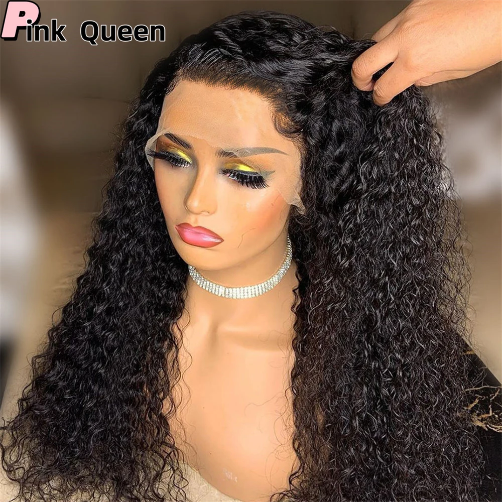 Kinky Kıvırcık İsıya Dayanıklı Sentetik Saç Dantel ön peruk Cosplay ön peruk Siyah Kadınlar İçin postiş Dantel parçası el kancası