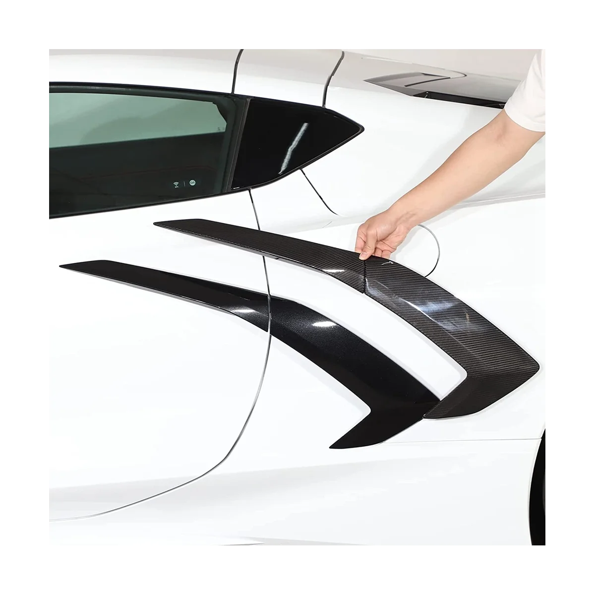 Kuru Karbon Fiber Araba Dış Kapı kulp kılıfı Çamurluk Havalandırma Trim için Chevrolet Corvette C8 2020-2023 Aksesuarları-Siyah