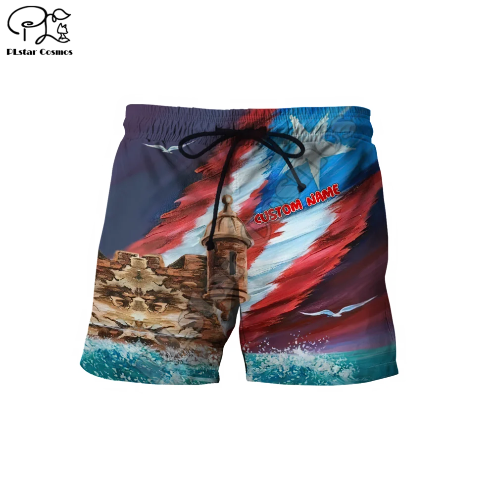 PLstar Cosmos Porto Riko Ulusal Amblem Bayrak Kültür 3D Baskı Moda İçin Erkek / Kadın Yaz Rahat Şort Plaj kısa pantolon P47