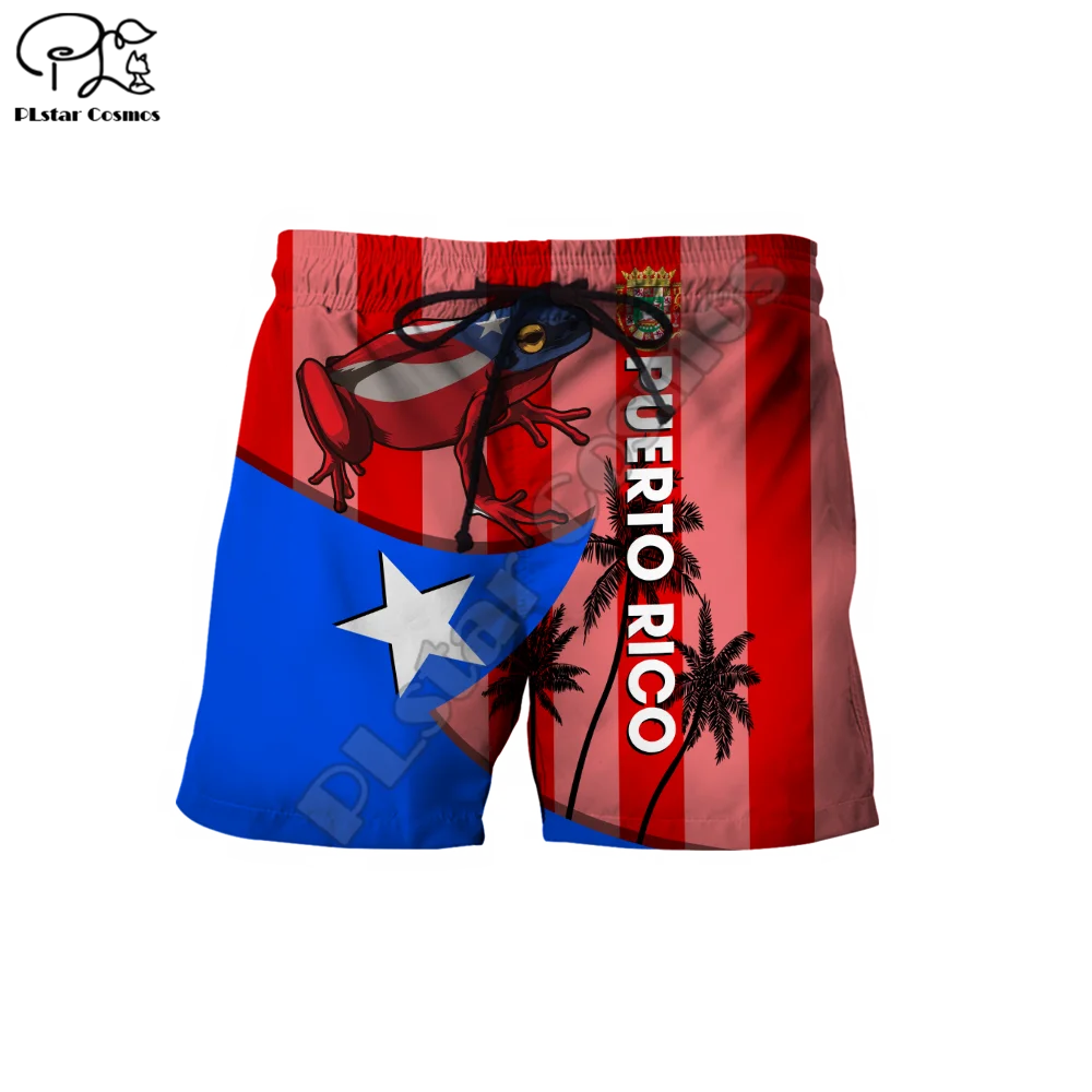 PLstar Cosmos Porto Riko Ulusal Amblem Bayrak Kültür 3D Baskı Moda İçin Erkek / Kadın Yaz Rahat Şort Plaj kısa pantolon P47