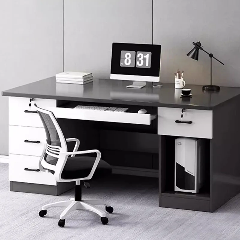 Çekmeceli Raf Ofis Masası Resepsiyon Ayakta Depolama Monitör Bilgisayar Masaları Metal Bacaklar Escritorios De Ordenador Modern Mobilya