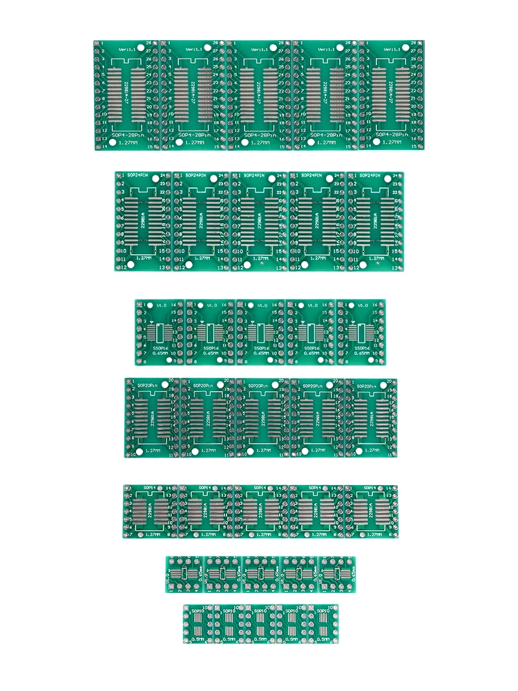 35 adet / grup Pcb SMD Dönüş DIP Adaptörü Dönüştürücü (7 çeşit) protokolü SOP8 MSOP10 SOP14 SOP16 SOP20 SOP24 SOP28 diy elektronik