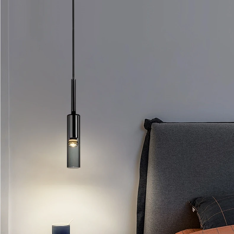 Modern lüks LED restoran bar masası kolye ışık Minimalist yatak odası yatak başı kolye hattı yaratıcı cam şarap şişesi kolye