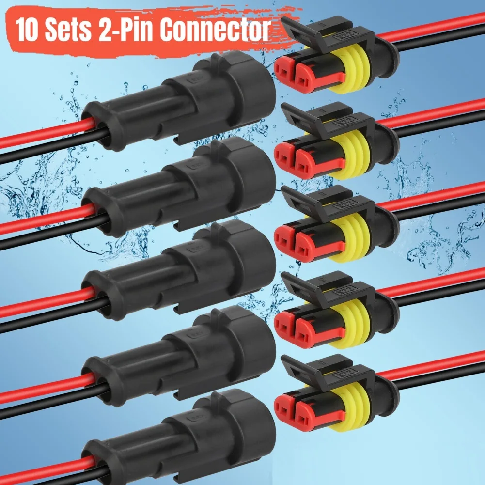 20 adet Kamyon Araba Su Geçirmez elektrik teli kablolu konnektör Erkek Dişi 2-pin Way Fiş Kiti 10cm Hattı