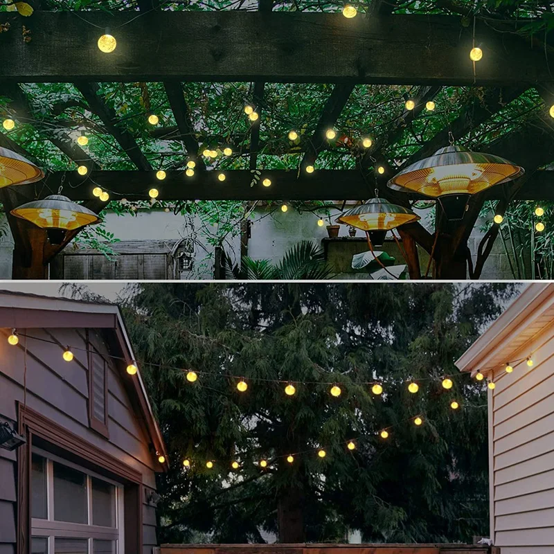 2-Pack 100 LED kristal güneş ışıkları açık dekoratif, güneş enerjili veranda ışıkları bahçe Yard için parti (sıcak beyaz)