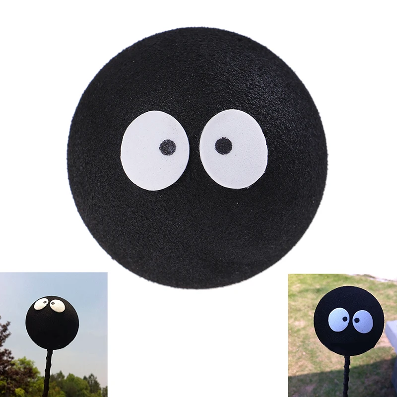 1 Adet Siyah kömür topu Araba Styling Çatı Süs Sevimli Komik çizgi film bebeği Anten Topları Peluş EVA Köpük Hava Toppers Dekorasyon