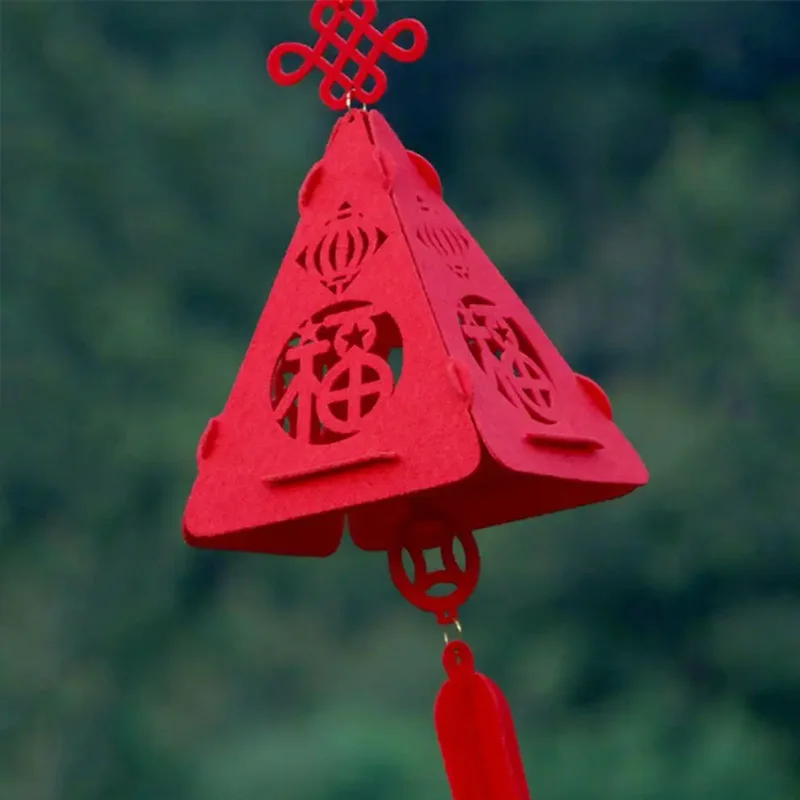 Çin Festivali Yeni Yıl Küçük Kırmızı Fener Keçe DIY El Yapımı Şenlikli Meani Güzel Küçük Kolye Mutlu Çin Şanslı Fener