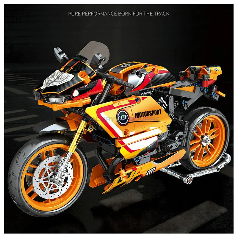 Turuncu HP2 Ağır Lokomotifler Motosiklet MOC 82002 Modeli Tuğla Araç Koleksiyonu Yapı Taşları Yüksek Teknoloji Oyuncak Hediye Erkek Çocuklar