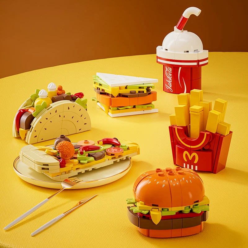 JAKİ Fikirleri Buzdolabı Sticker Burger Kızartması Pizza Sandviç Kok Buzdolabı Çıkartmalar yapı tuğlaları Seti Oyuncaklar çocuklar için doğum günü hediyesi