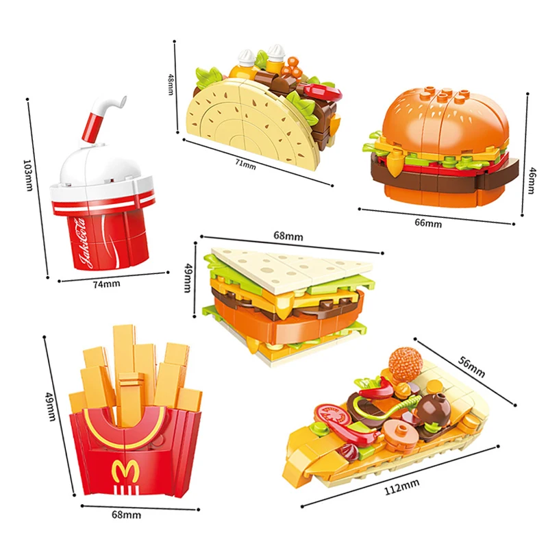JAKİ Fikirleri Buzdolabı Sticker Burger Kızartması Pizza Sandviç Kok Buzdolabı Çıkartmalar yapı tuğlaları Seti Oyuncaklar çocuklar için doğum günü hediyesi