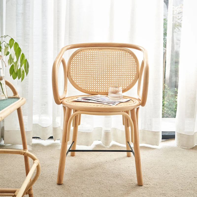İskandinav Rattan yemek sandalyeleri Yatak Odası Mutfak Yuvarlak Ofis Balkon Boş Sandalye Ev Ucuz Doğal Arkalığı Mobilya SY50GM