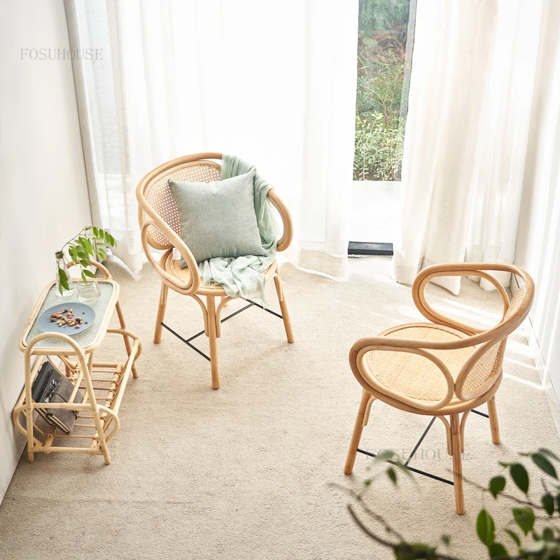 İskandinav Rattan yemek sandalyeleri Yatak Odası Mutfak Yuvarlak Ofis Balkon Boş Sandalye Ev Ucuz Doğal Arkalığı Mobilya SY50GM