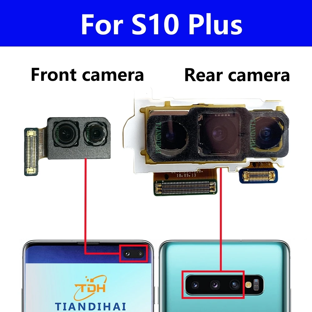 Orijinal Arka Büyük Ana Arka Kamera Ön Selfie Kamera Modülü Flex Kablo Samsung Galaxy S10 Artı S10 + G975 G975F G975U Parçaları