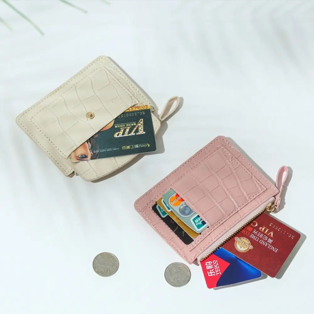 Desen Otobüs Kartı Durumda Fermuar kimlik kartı tutucu Kısa Çanta PU Deri Kadın bozuk para cüzdanı Çanta Cüzdan Kore kart tutucu