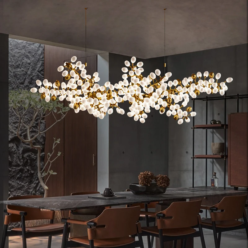 Altın üzüm avize tasarım cam kolye ışıkları Nordic oturma odası yemek odası parlaklık mutfak asılı ışık kolye lambaları