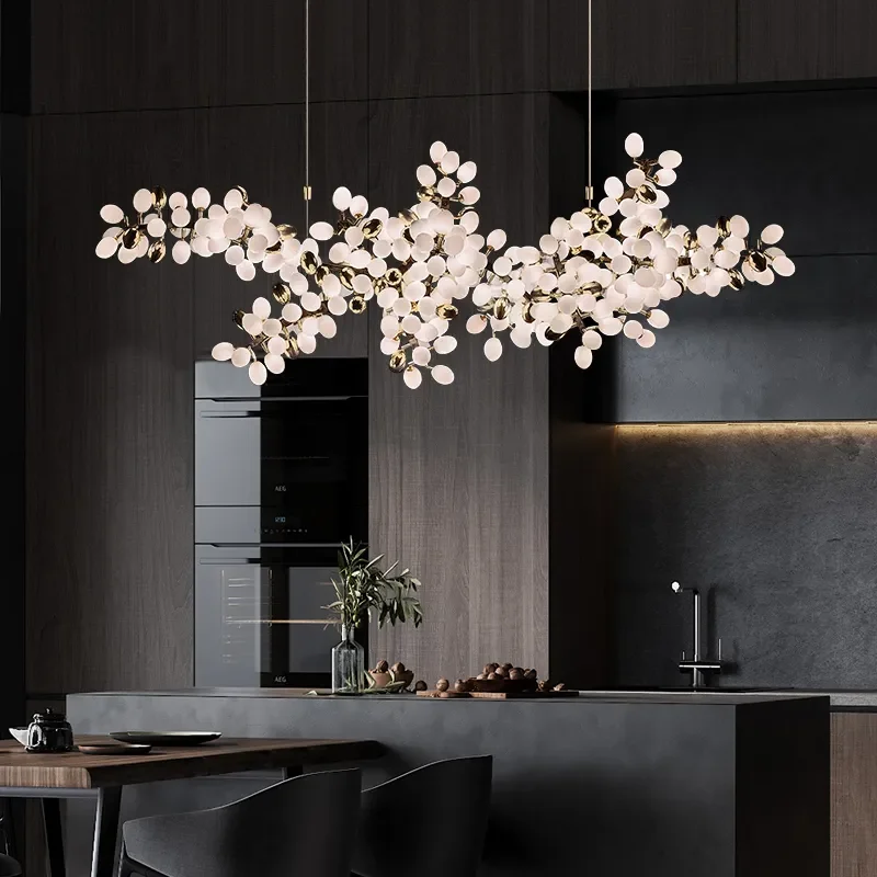 Altın üzüm avize tasarım cam kolye ışıkları Nordic oturma odası yemek odası parlaklık mutfak asılı ışık kolye lambaları
