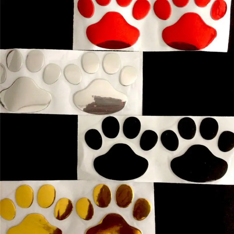 1 ~ 10 ADET Araba Çıkartmaları ve Çıkartmaları Pençe 3D Hayvan Köpek Kedi Ayı Ayak İzi Ayak İzi Çıkartması Araba Sticker Gümüş Kırmızı Siyah Altın