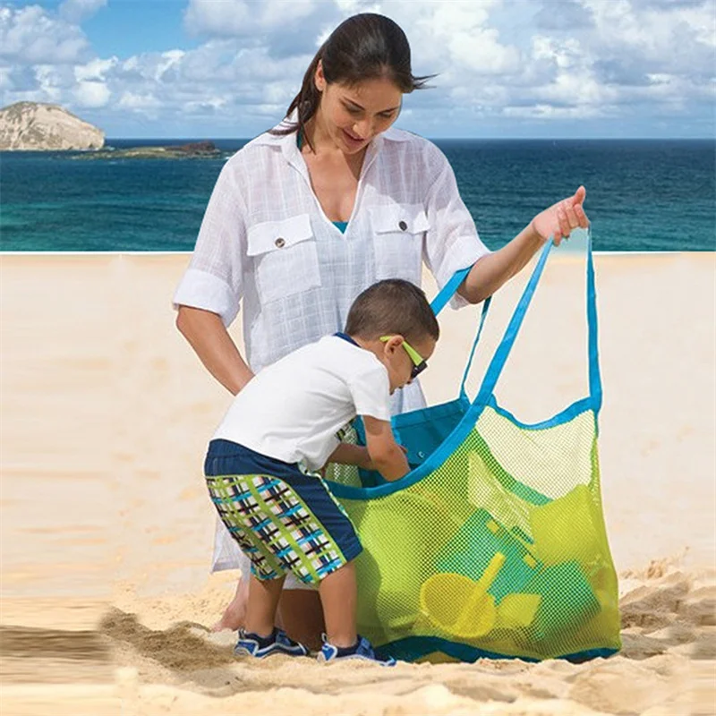 Açık Plaj Örgü Çanta Çocuk Kum Uzakta Katlanabilir Taşınabilir Çocuklar plaj oyuncakları Giysi Çanta Oyuncak Depolama Çeşitli Eşyalar Organizatör Çantası