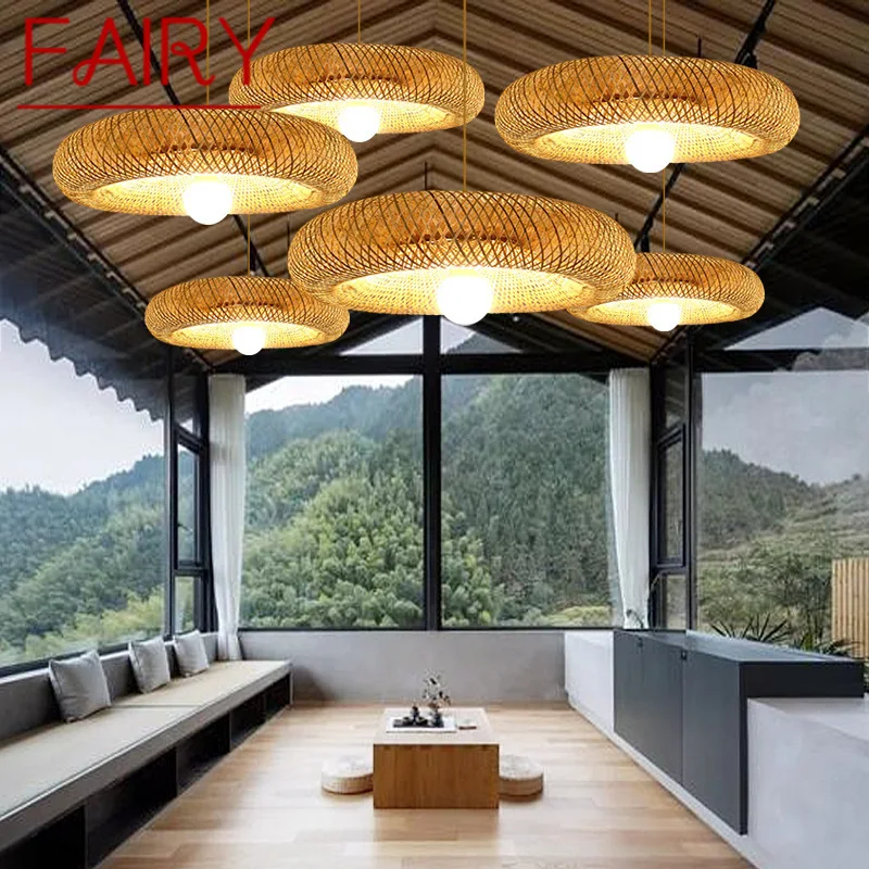 PERİ Çağdaş Bambu Dokuma Kolye Loft Endüstriyel Tarzı Internet Cafe Restaurant tencere Dükkanı Avize