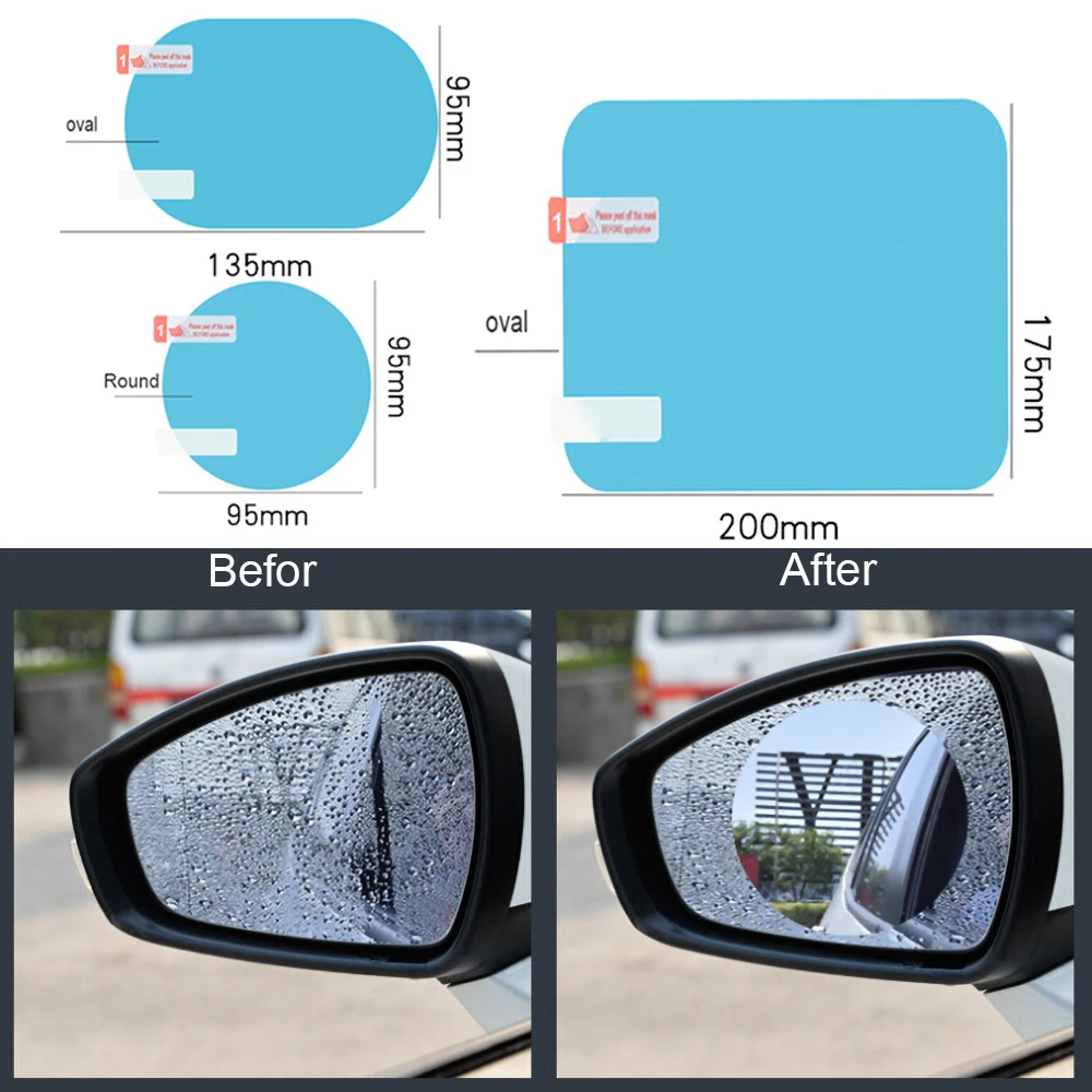 1 Çift Araba Dikiz Aynası Filmi Yan Pencere Yağmur Geçirmez Şeffaf Film 2 Adet Anti Sis Pencere Ayna Koruyucu Sticker