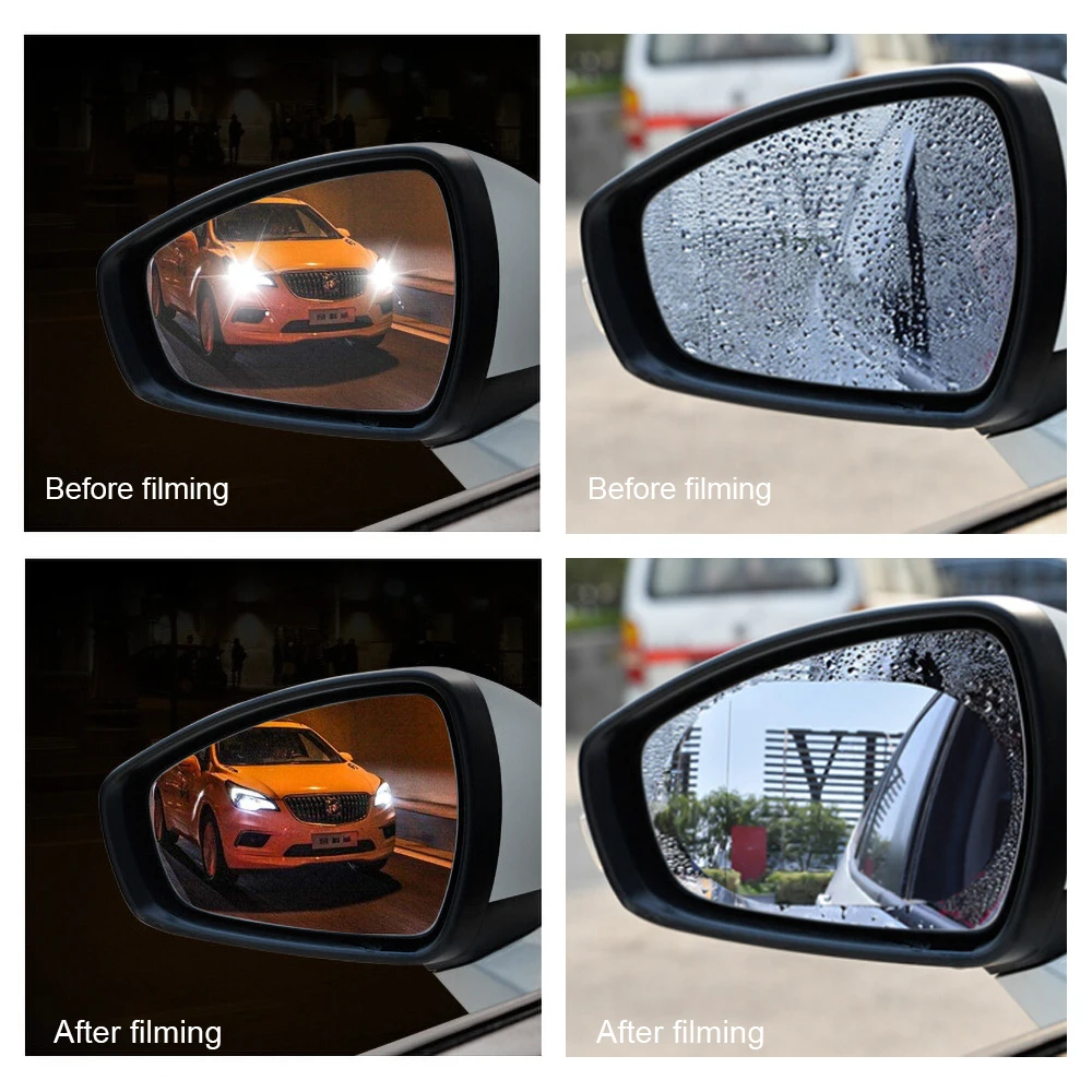 1 Çift Araba Dikiz Aynası Filmi Yan Pencere Yağmur Geçirmez Şeffaf Film 2 Adet Anti Sis Pencere Ayna Koruyucu Sticker