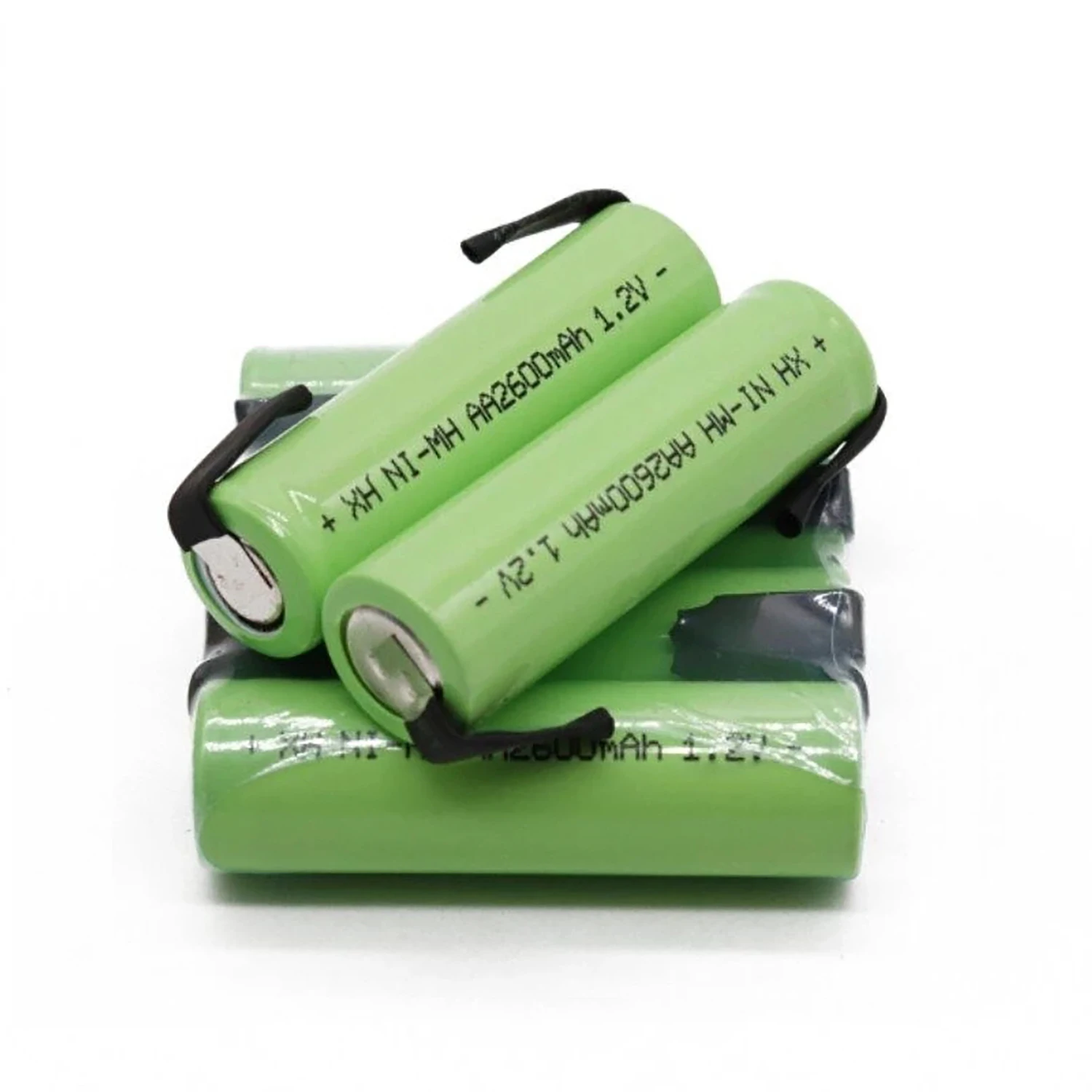 1,2 V AA Akku 2600mah NI-MH Zelle Grün Shell mit Schweißen Tabs für Philips Elektrische Rasierer  Zahnbürste