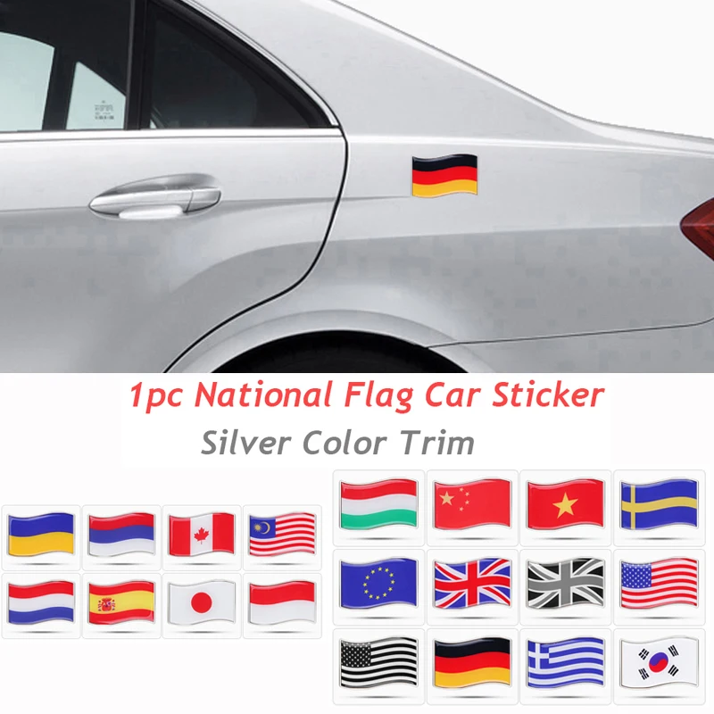 1 adet Almanya Iatly ABD Rusya Bayrağı Metal Araba Çıkartmaları Yüzen Bayrak Vücut Rozetleri Scratch Dekoratif Çıkartmalar BMW Audi VW Tesla