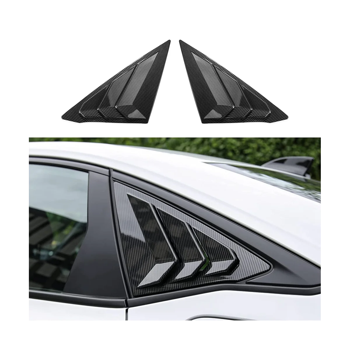 Arka Yan Pencere Panjurları Üçgen pencere camı Panjur Honda Civic Sedan 11th 2022 2023-ABS Karbon Fiber