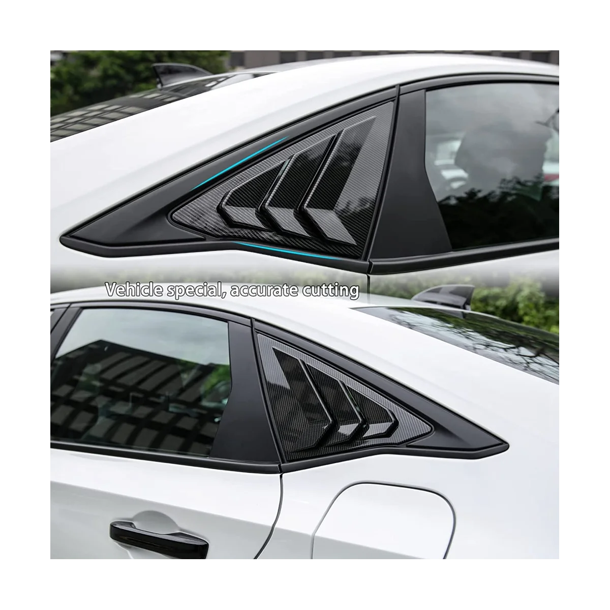 Arka Yan Pencere Panjurları Üçgen pencere camı Panjur Honda Civic Sedan 11th 2022 2023-ABS Karbon Fiber
